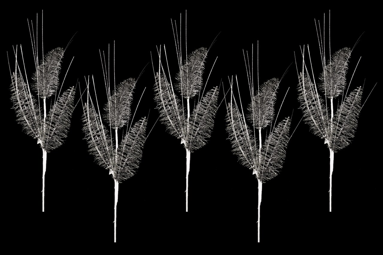 5 Pack of 30" Silver 3 Branch Picks with Glitter Enhancements